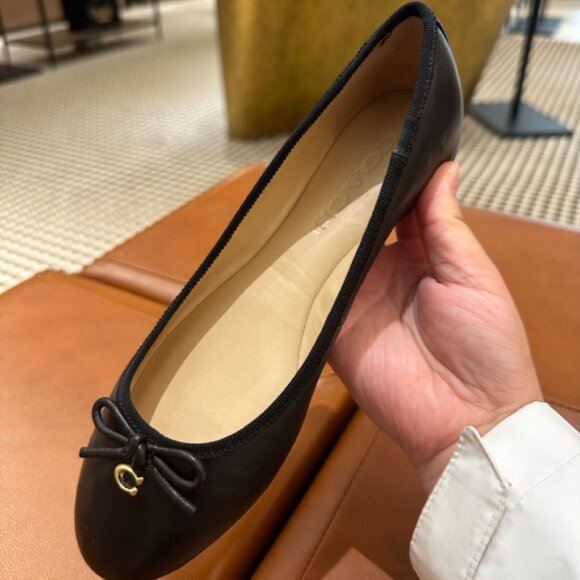 NIB! Coach CS066 Abigail Leather Flat Ballet Women's Shoes In Black SZ 5.5 to7.5 - Picture 5 of 9